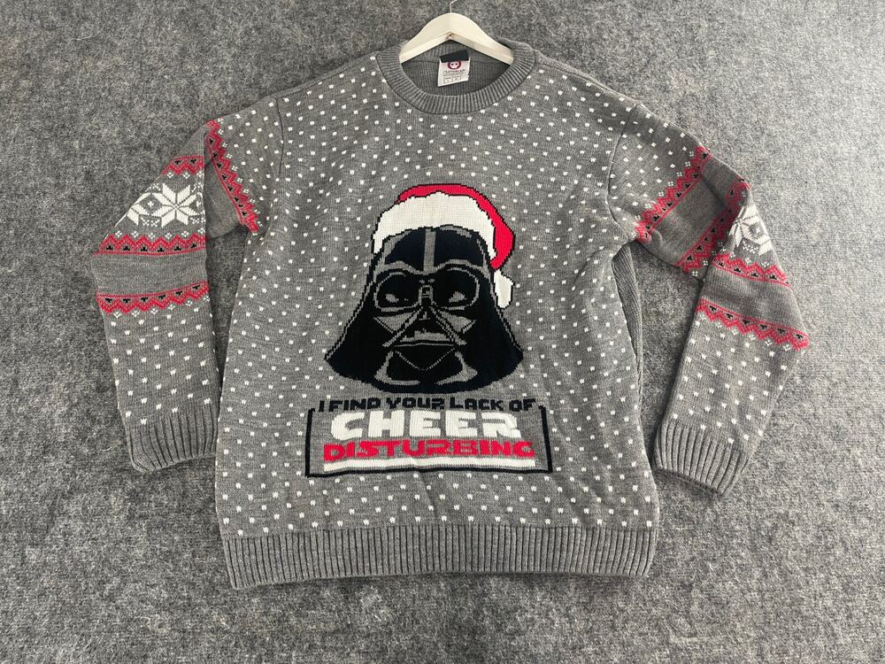 Star Wars Sweater Mens Medium Christmas Santa Gray Pullover Numskull EU L N191